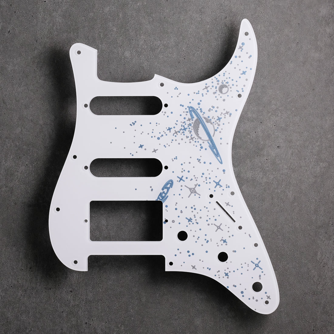 Space Oddity - HSS Stratocaster Pickguard - in White