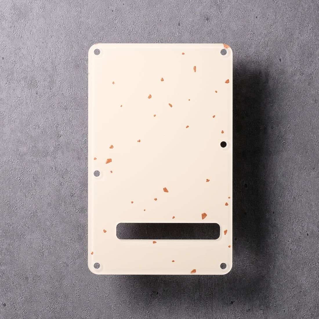 Speckled - Stratocaster Trem Cover - Copper on Ivory Plexi