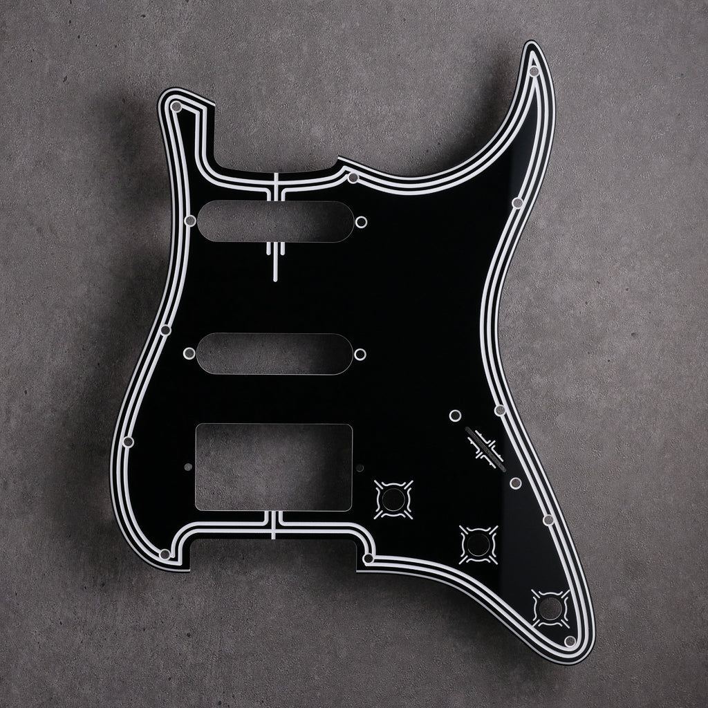 Streamline - HSS Stratocaster Pickguard - Black/White/Black