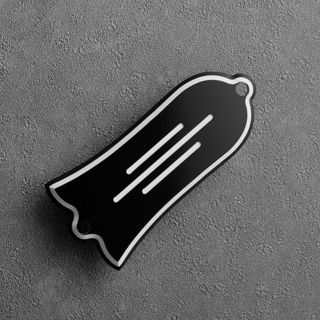 STREAMLINE - Engraved Truss Rod Cover - Black/White/Black