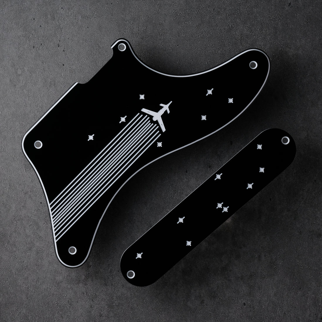 Rockets Away - Cabronita Pickguard - Black/White/Black