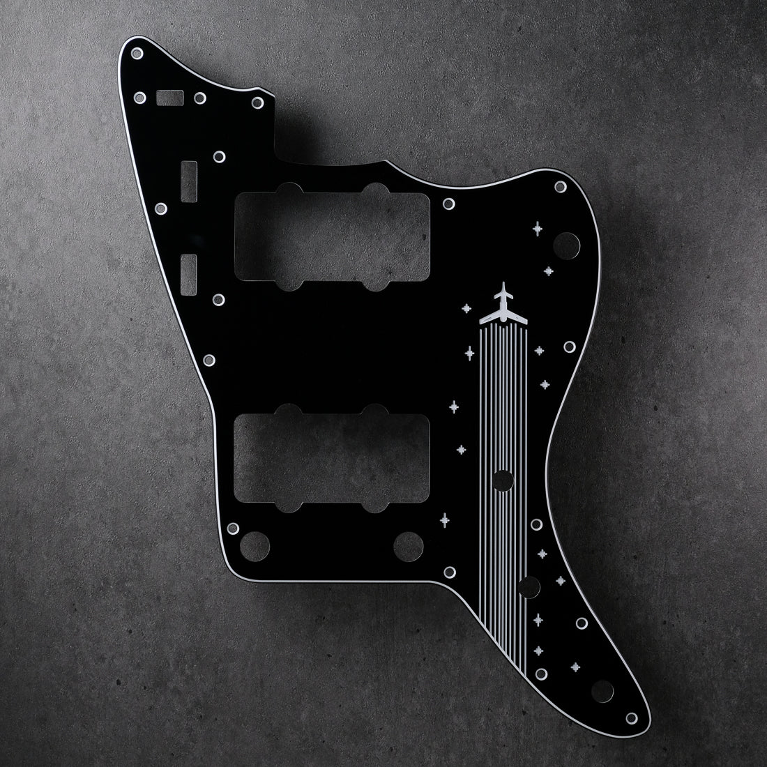 Rockets Away - Jazzmaster Pickguard - Black/White/Black