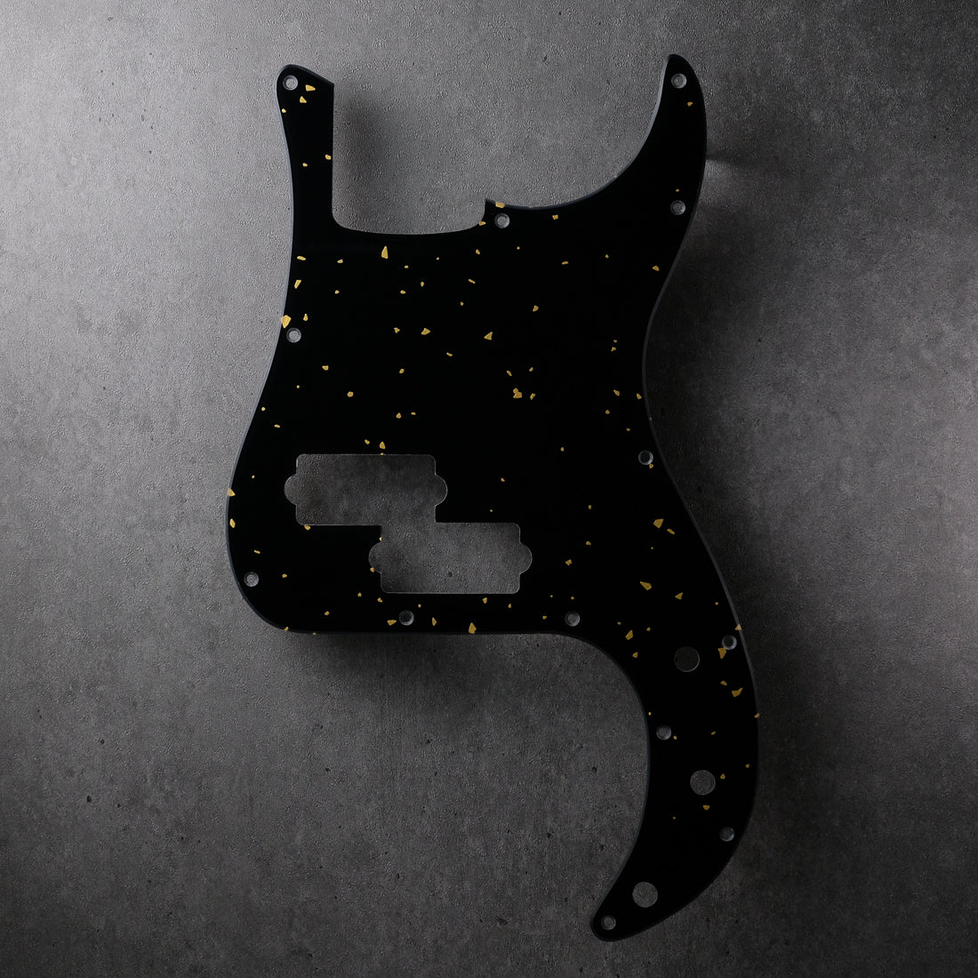 Speckled - Precision Bass Pickguard - 13-hole - Gold on Black Plexi