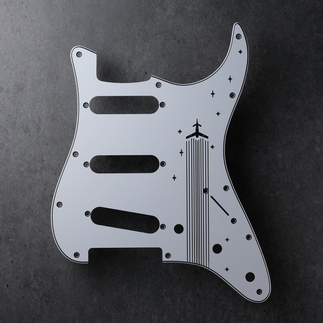 Rockets Away - Stratocaster Pickguard - White/Black/White