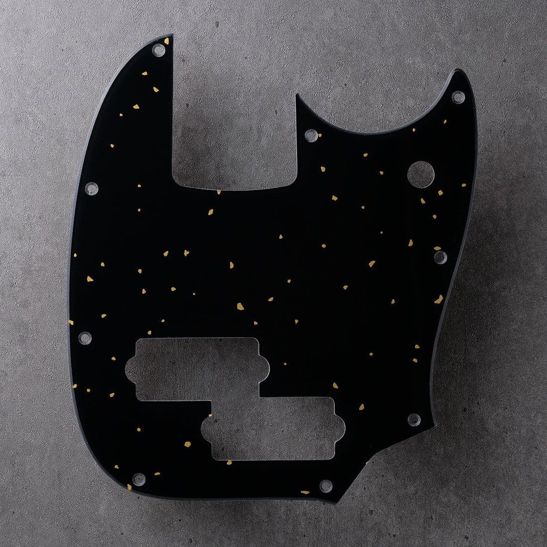 Speckled - Mustang Bass PJ Pickguard - Gold on Black Plexi