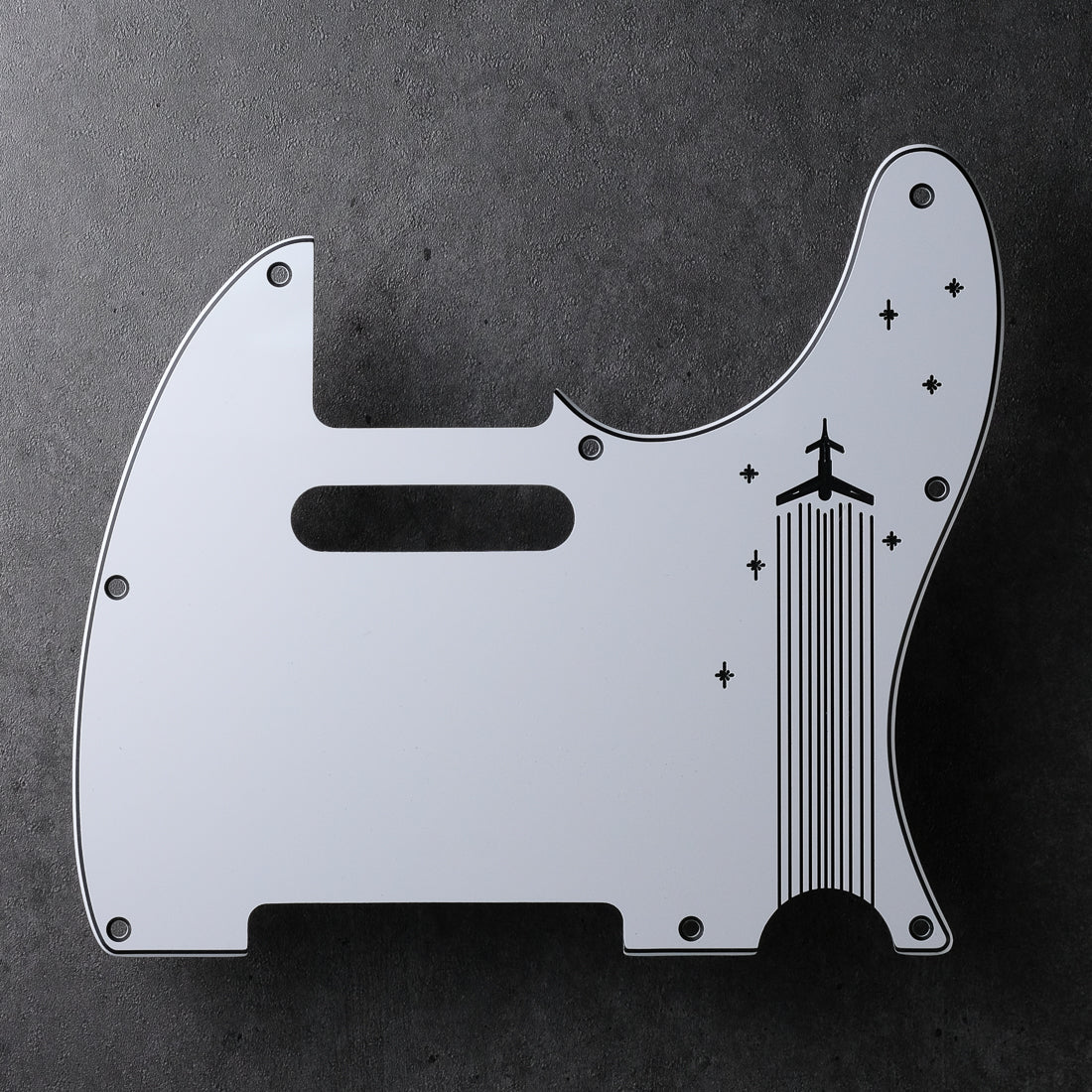 Rockets Away - Telecaster Pickguard - White/Black/White