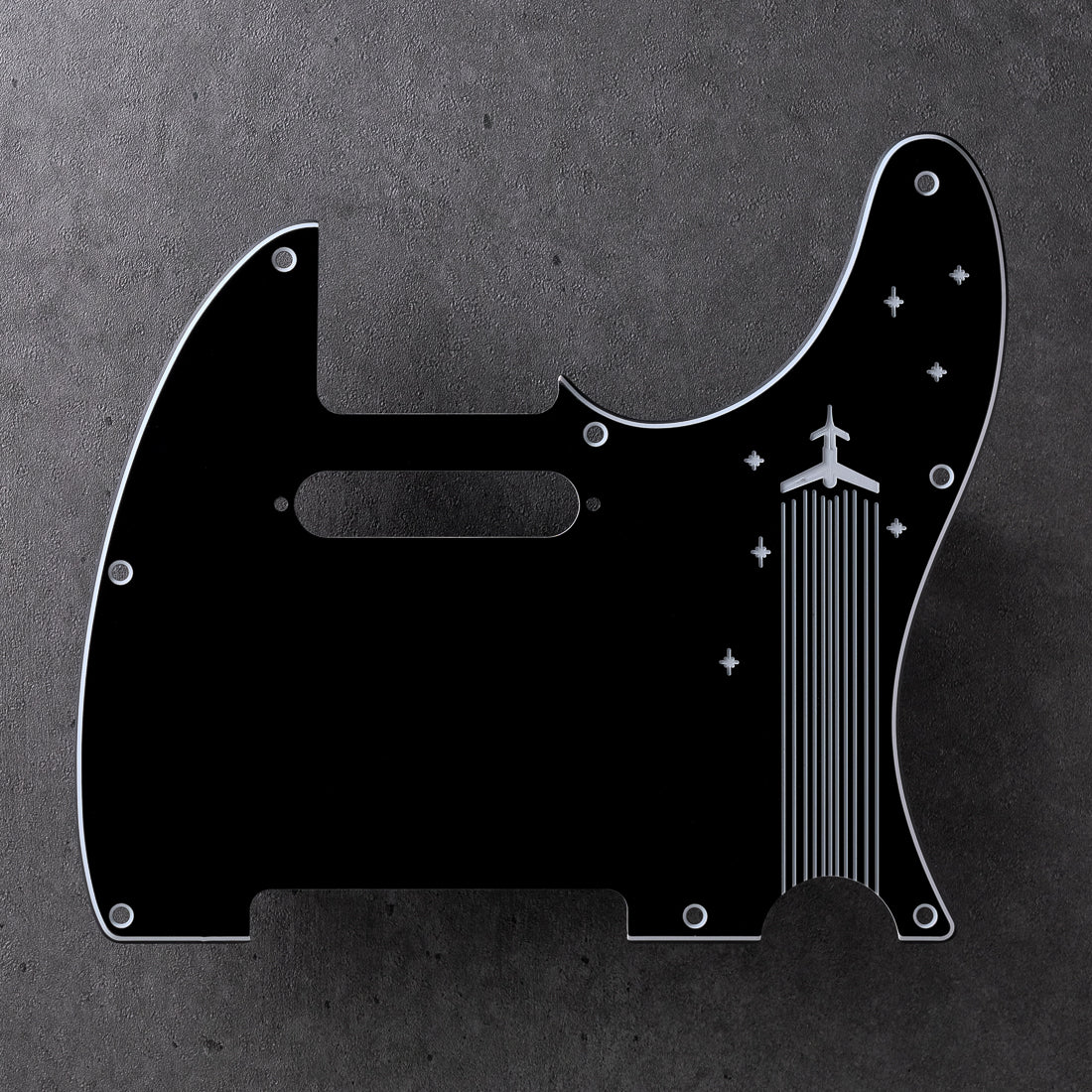 Rockets Away - Telecaster Pickguard - Black/White/Black