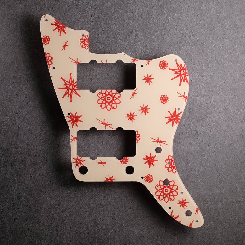 Atomic Age - Jazzmaster Pickguard - Candy Apple Red on Ivory