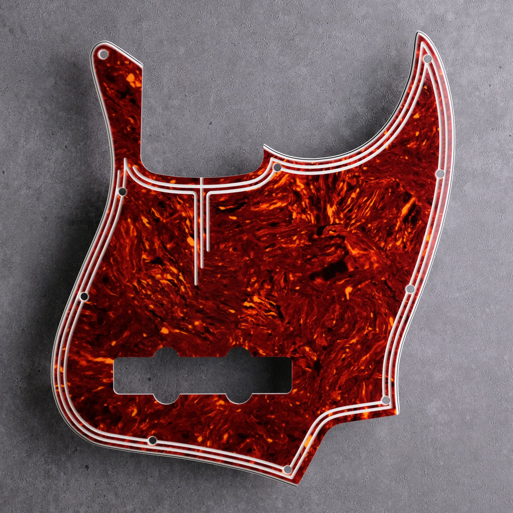 Streamline - Jazz Bass Pickguard - Tort Mars Red - 4-ply Genuine Celluloid