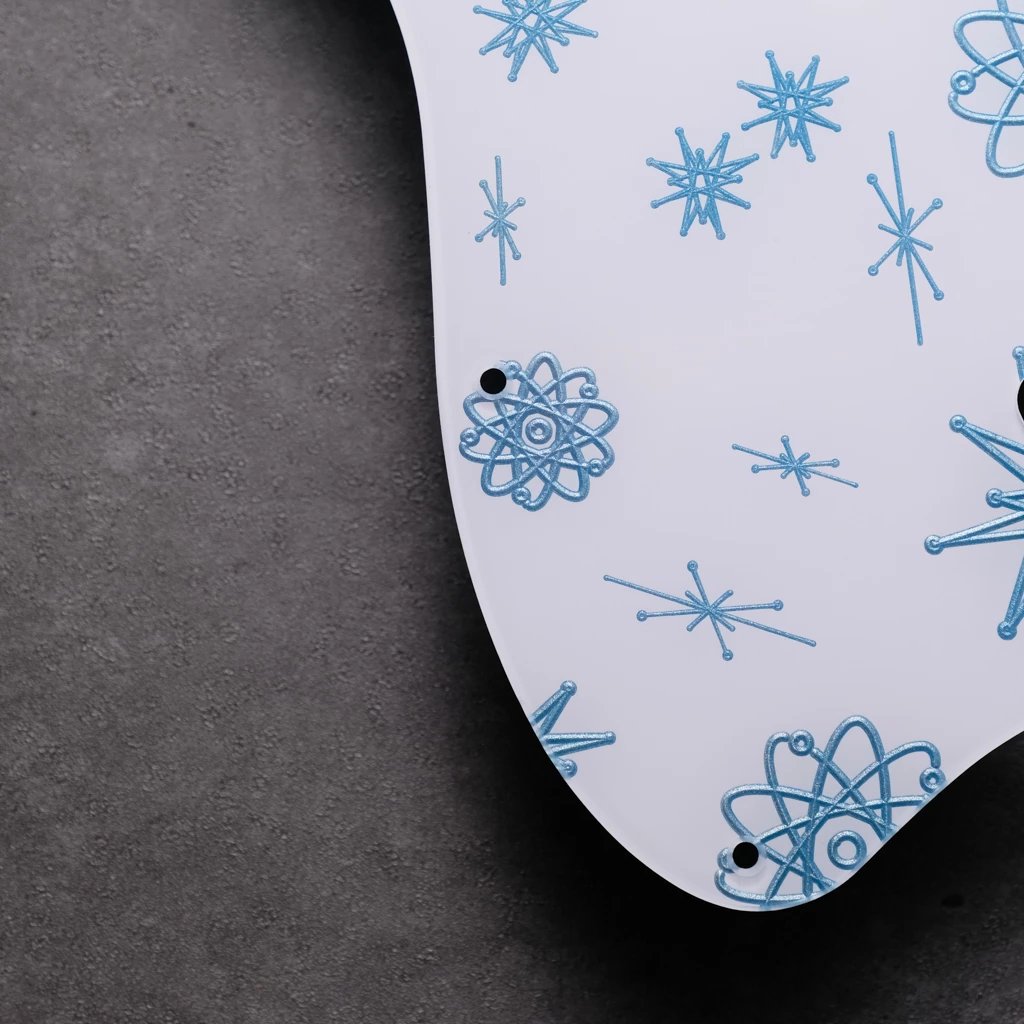 Atomic Age - Jazzmaster Pickguard - Ice Blue Metallic on White