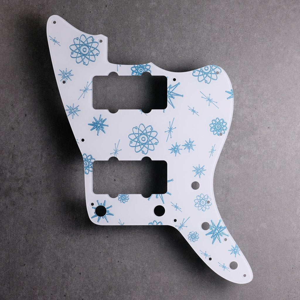 Atomic Age - Jazzmaster Pickguard - Ice Blue Metallic on White