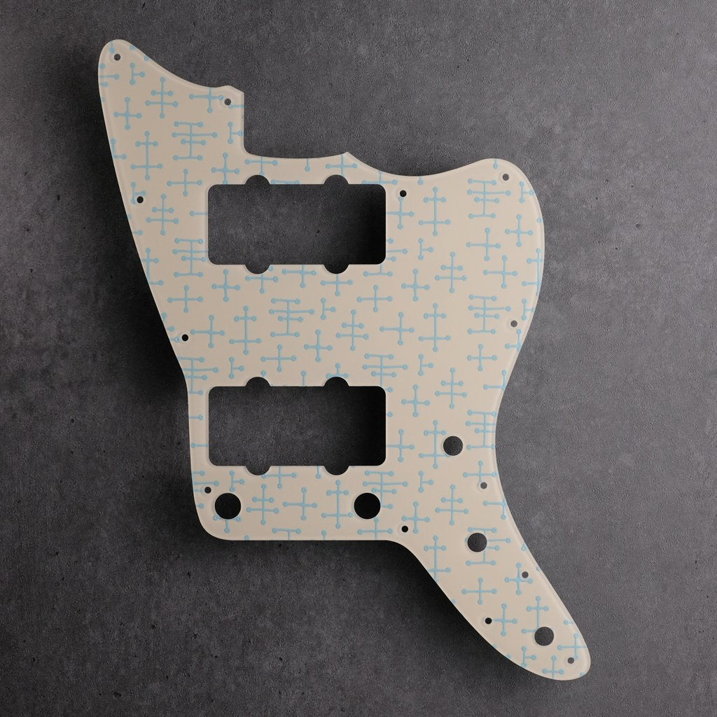 Eames Dots - Jazzmaster Pickguard - Sonic Blue on Ivory
