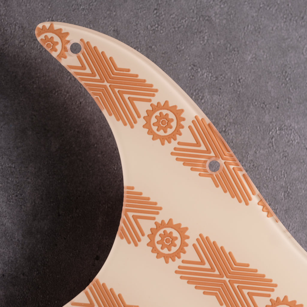 Barkcloth - Stratocaster Pickguard - Brown on Ivory