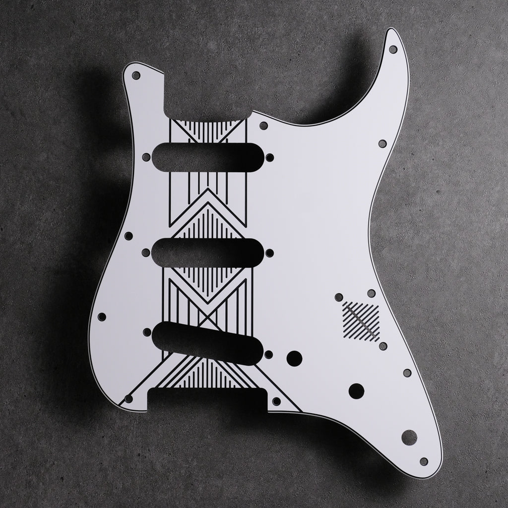 Broken Arrow - Stratocaster Pickguard - White/Black/White