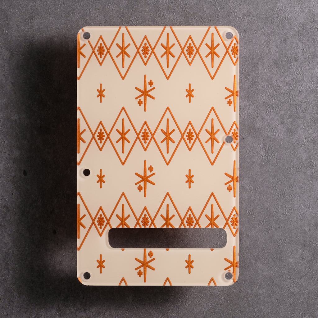 Maybellene - Stratocaster Pickguard and Trem Cover - Copper on Ivory Acrylic