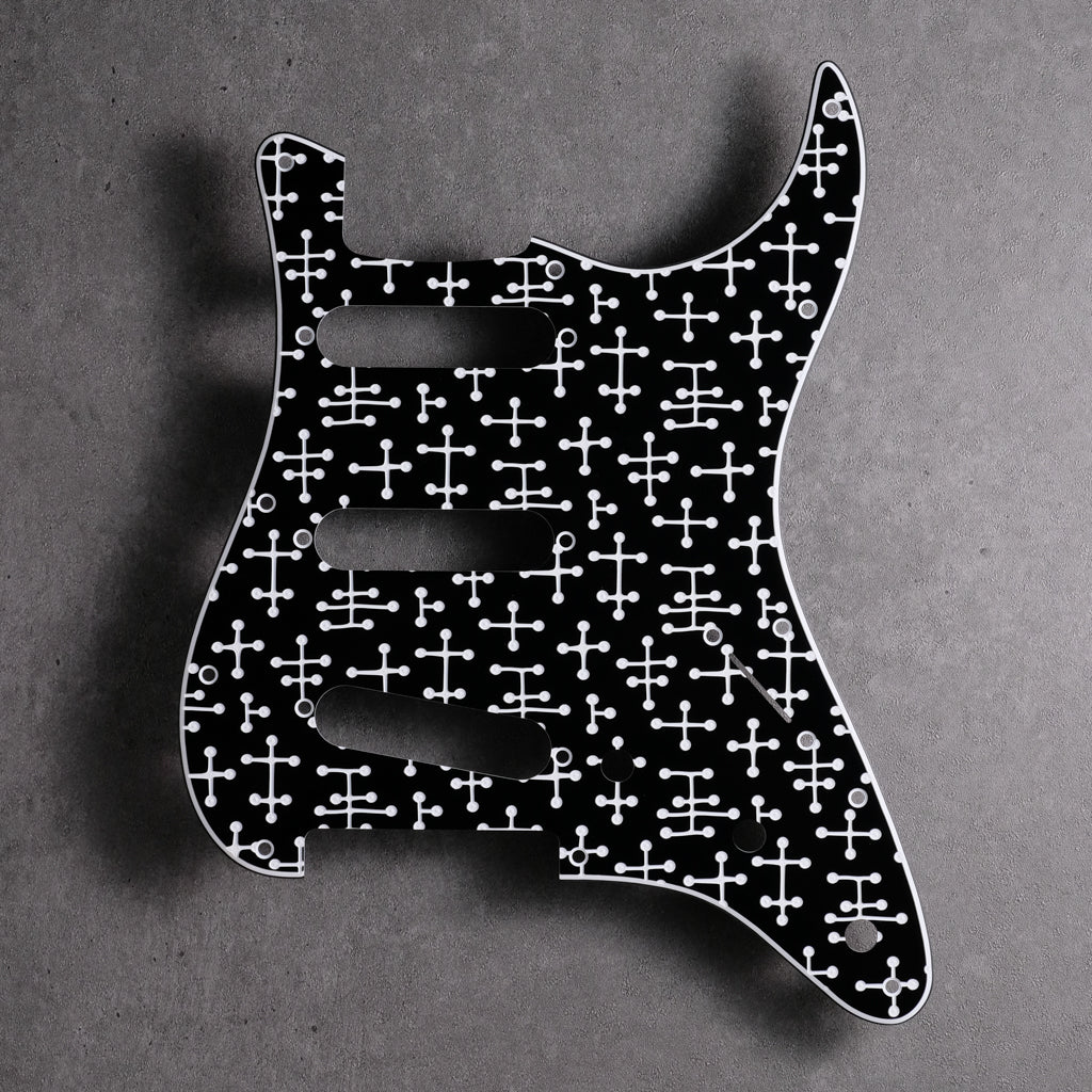 Eames Dots - Stratocaster Pickguard - Black/White/Black