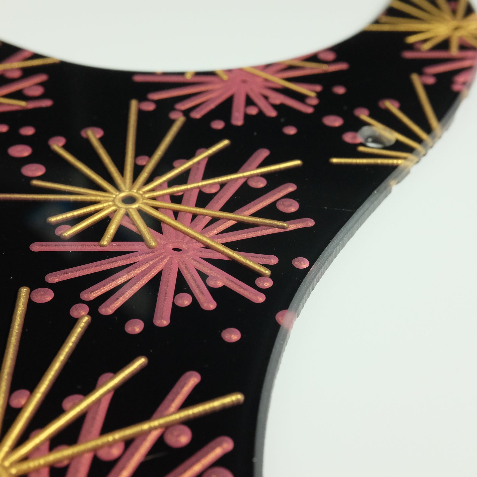 Morning Glory - Stratocaster Pickguard - Burgundy Mist and Gold on Black