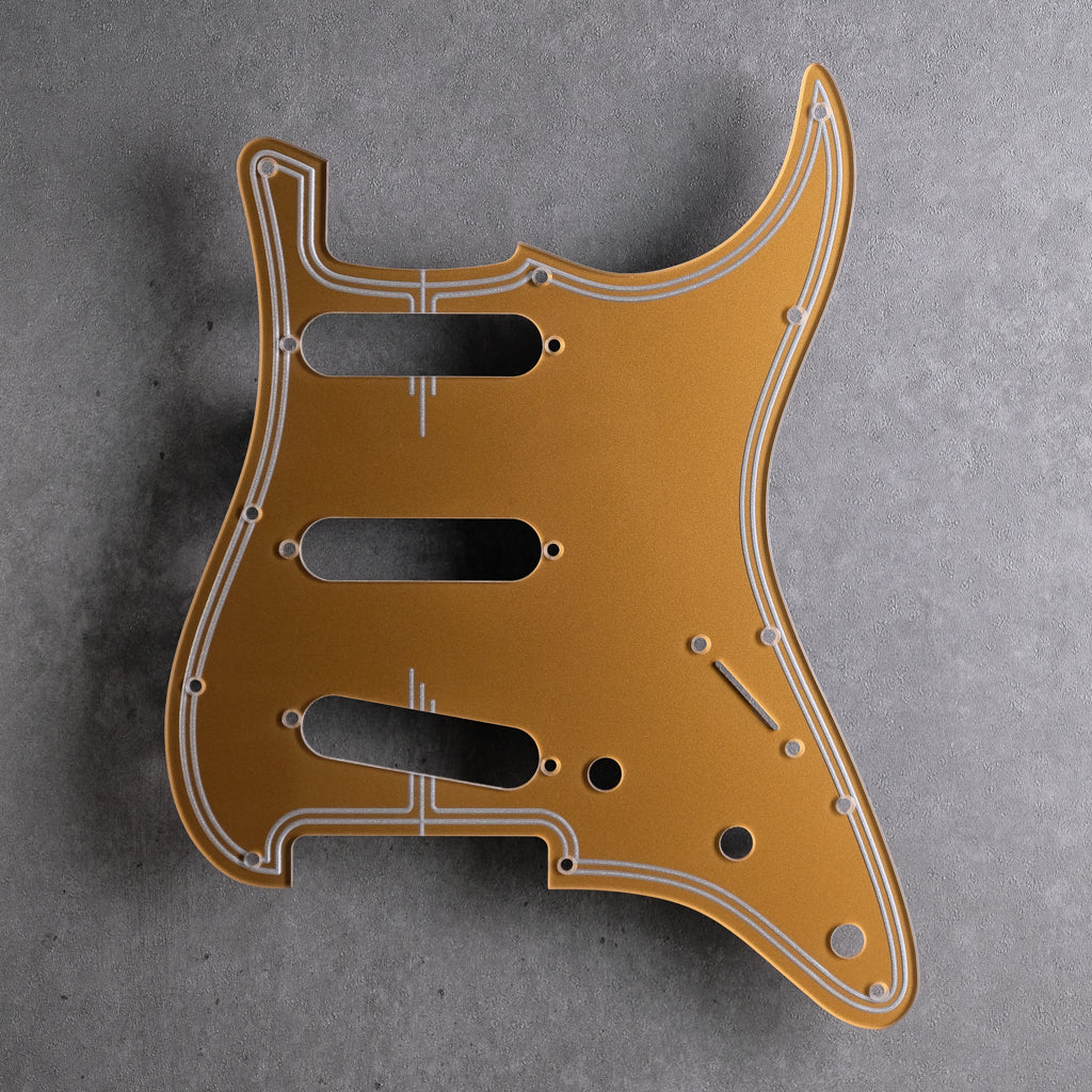 Streamline - Stratocaster Pickguard - Silver on Deep Gold Acrylic