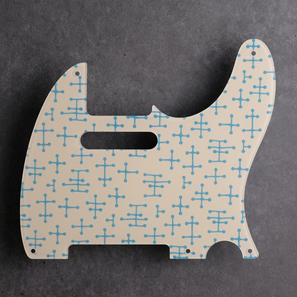 Eames Dots - Telecaster Pickguard - Daphne Blue on Ivory