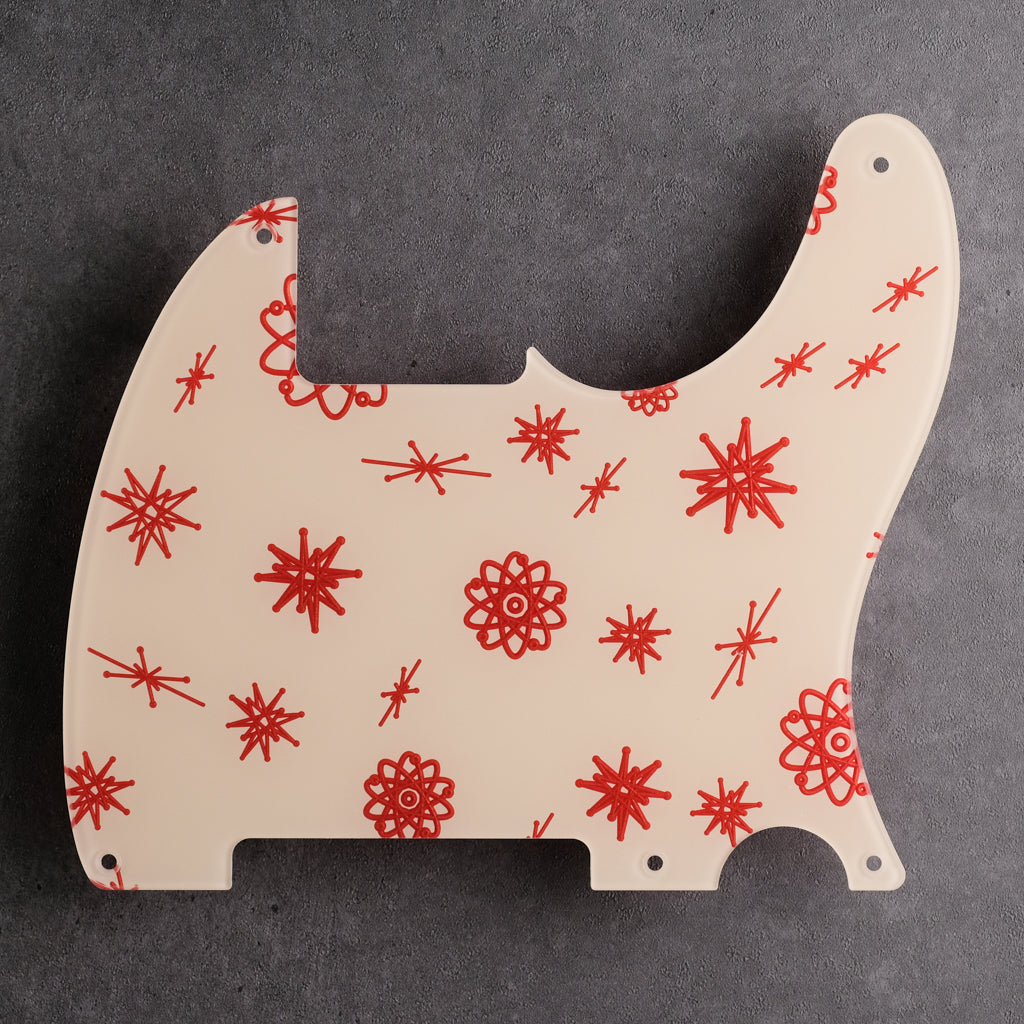 Atomic Age - Telecaster Pickguard - Candy Apple Red on Ivory