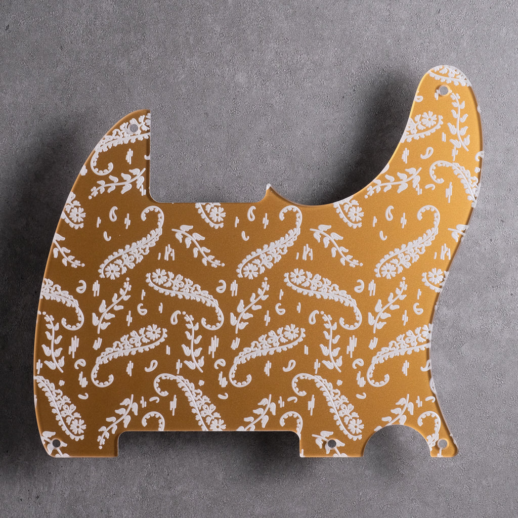 Kashmir - Telecaster Pickguard - White on Gold