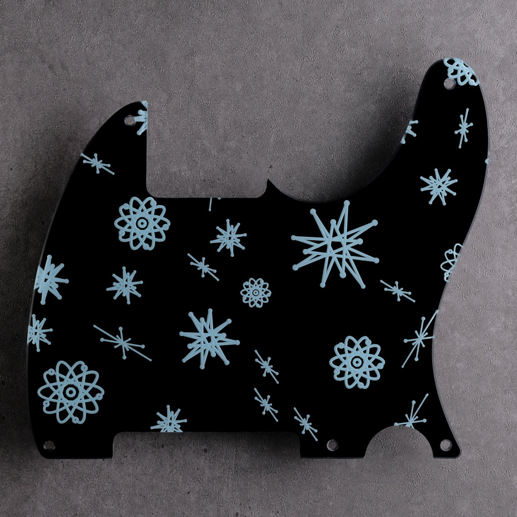 Atomic Age - Telecaster Pickguard - Sonic Blue on Black