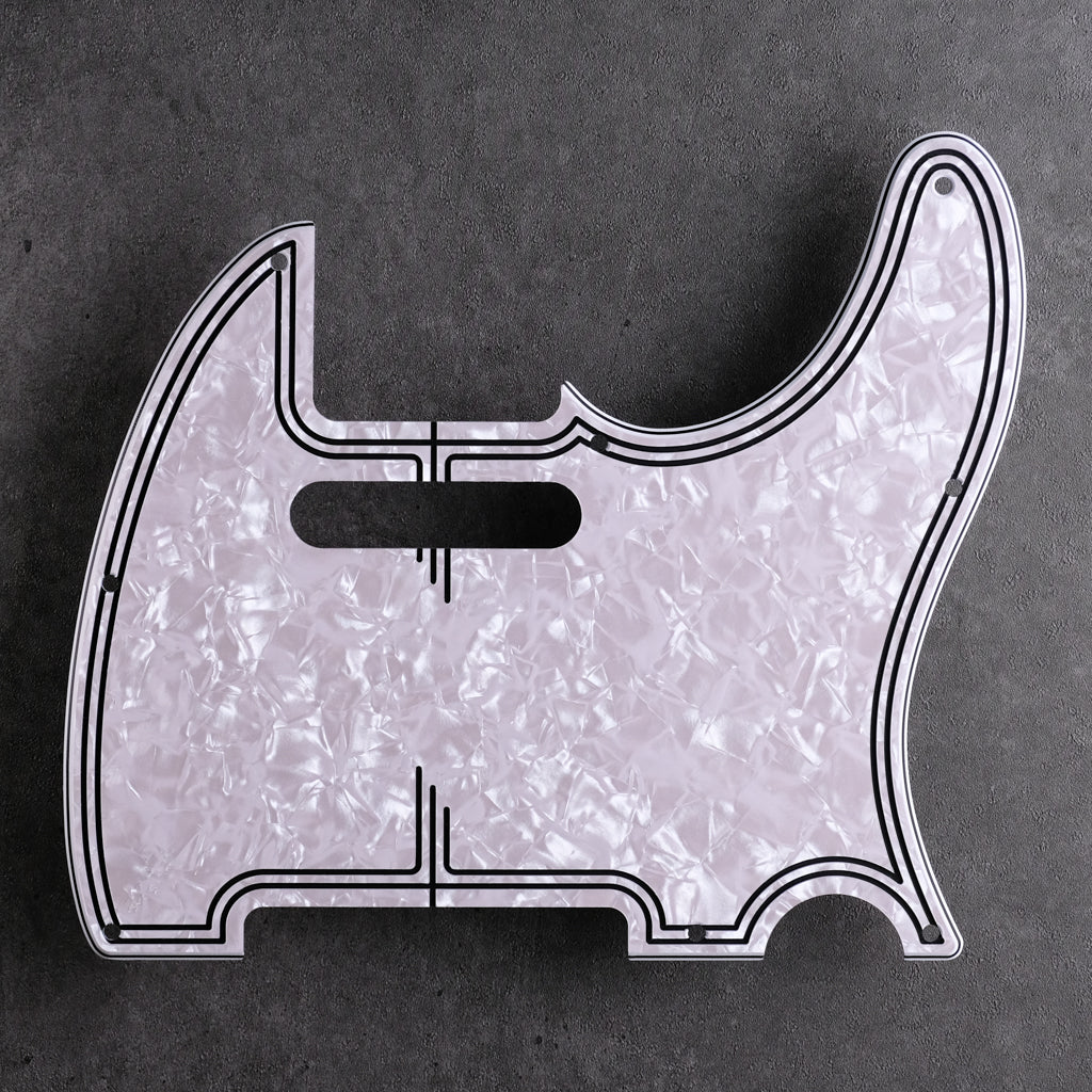Streamline - Telecaster Pickguard - Pearloid White - 4-ply Vinyl