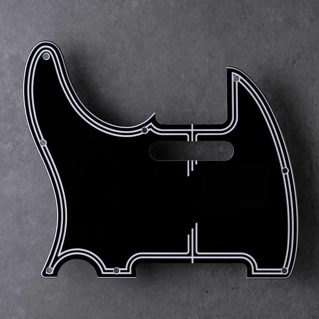 Streamline - Left-handed Telecaster Pickguard - Black/White/Black