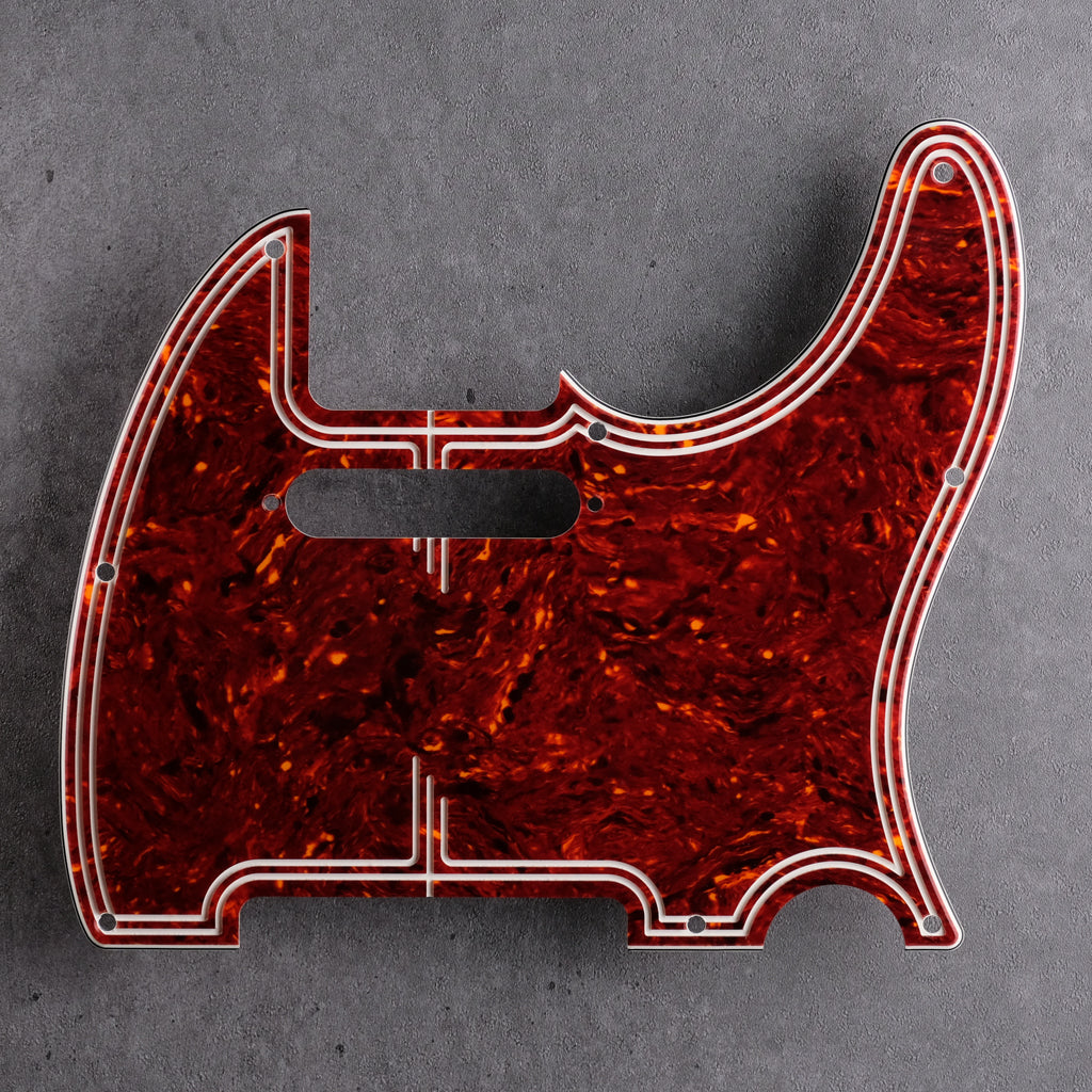 Streamline - Telecaster Pickguard - Tort Mars Red - Genuine 4-ply Celluloid