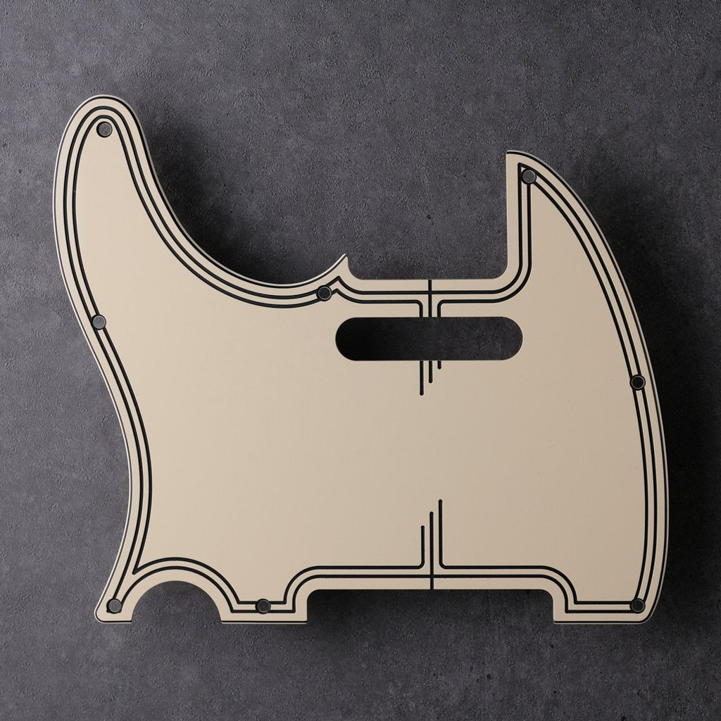 Streamline - Left-handed Telecaster Pickguard - Cream/Black/Cream