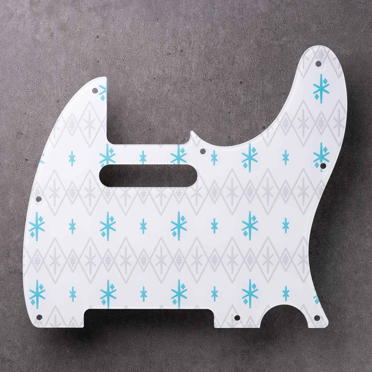 Maybellene - Telecaster Pickguard - Grey and Daphne Blue on White
