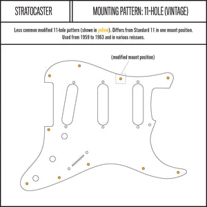 Black/White/Black - HSS Stratocaster Pickguard - 3-ply Vinyl