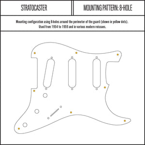 Black/White/Black - HSS Stratocaster Pickguard - 3-ply Vinyl