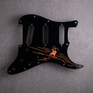 THE RIDER - Stratocaster Pickguard - in Black (orange rider version)