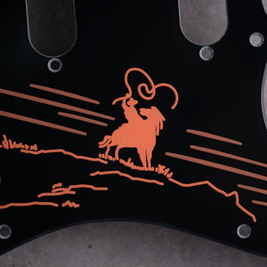 THE RIDER - Stratocaster Pickguard - in Black (orange rider version)