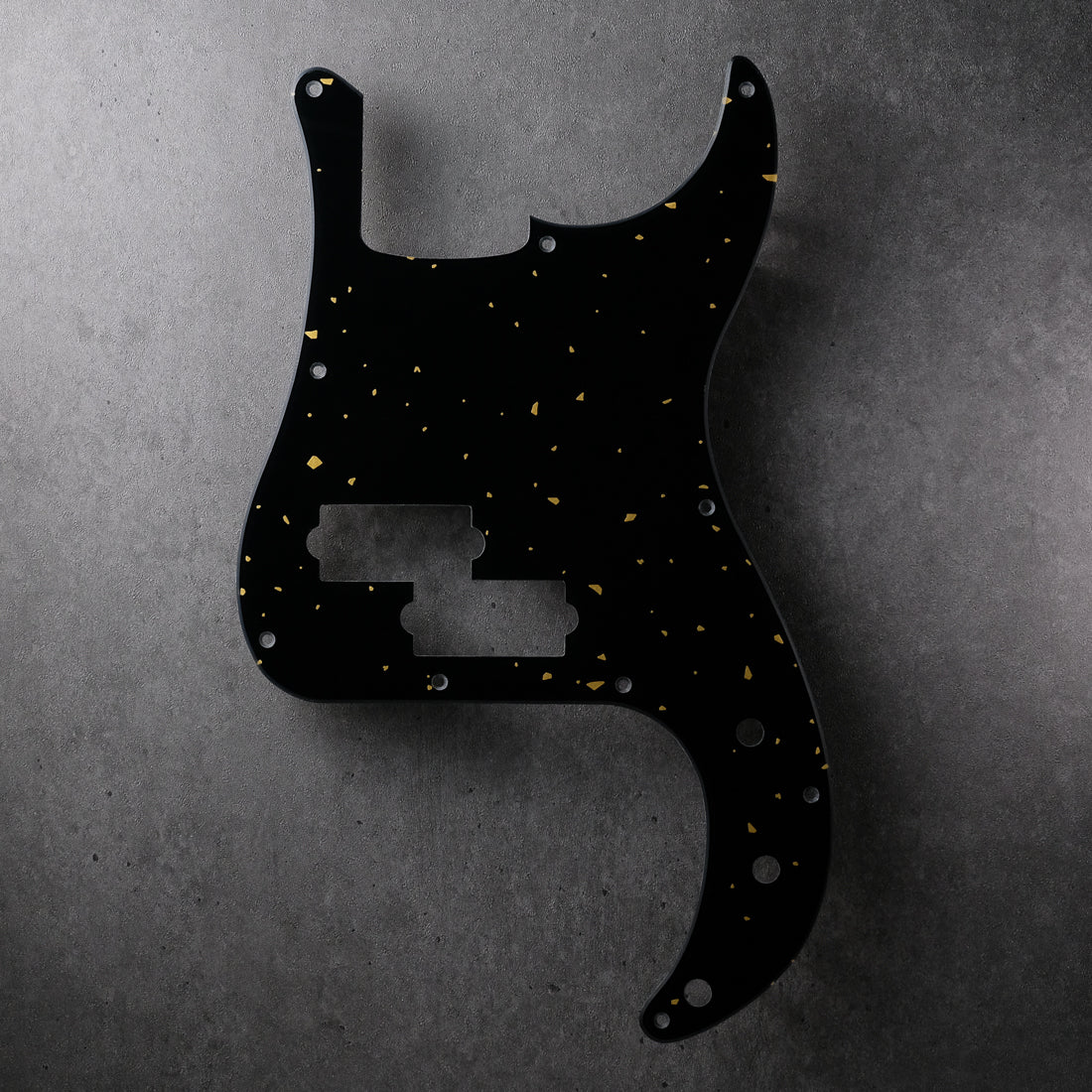Speckled - Precision Bass Pickguard - 10-hole - Gold on Black Plexi