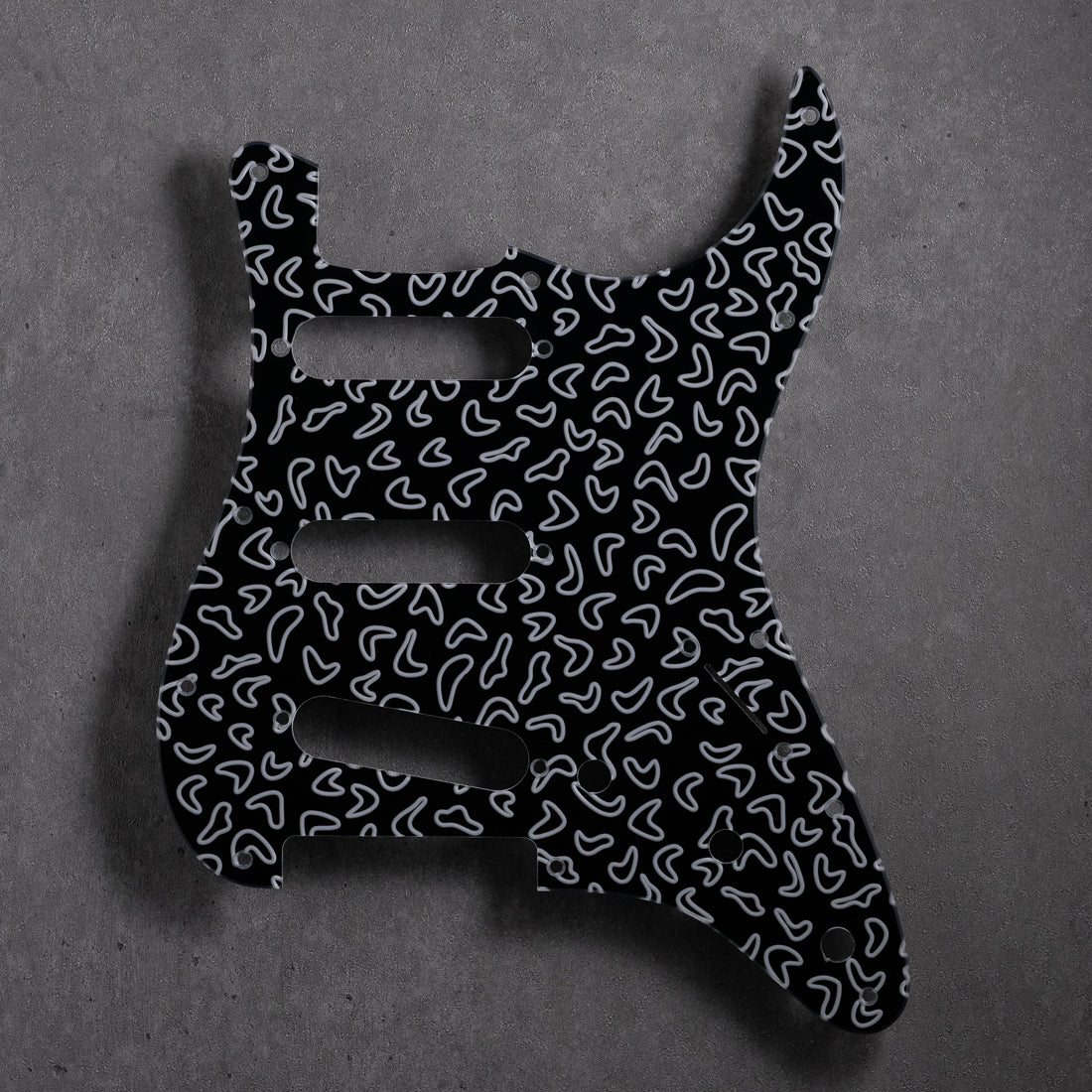 Boomerangs - Stratocaster Pickguard and Trem Cover - White on Black Acrylic