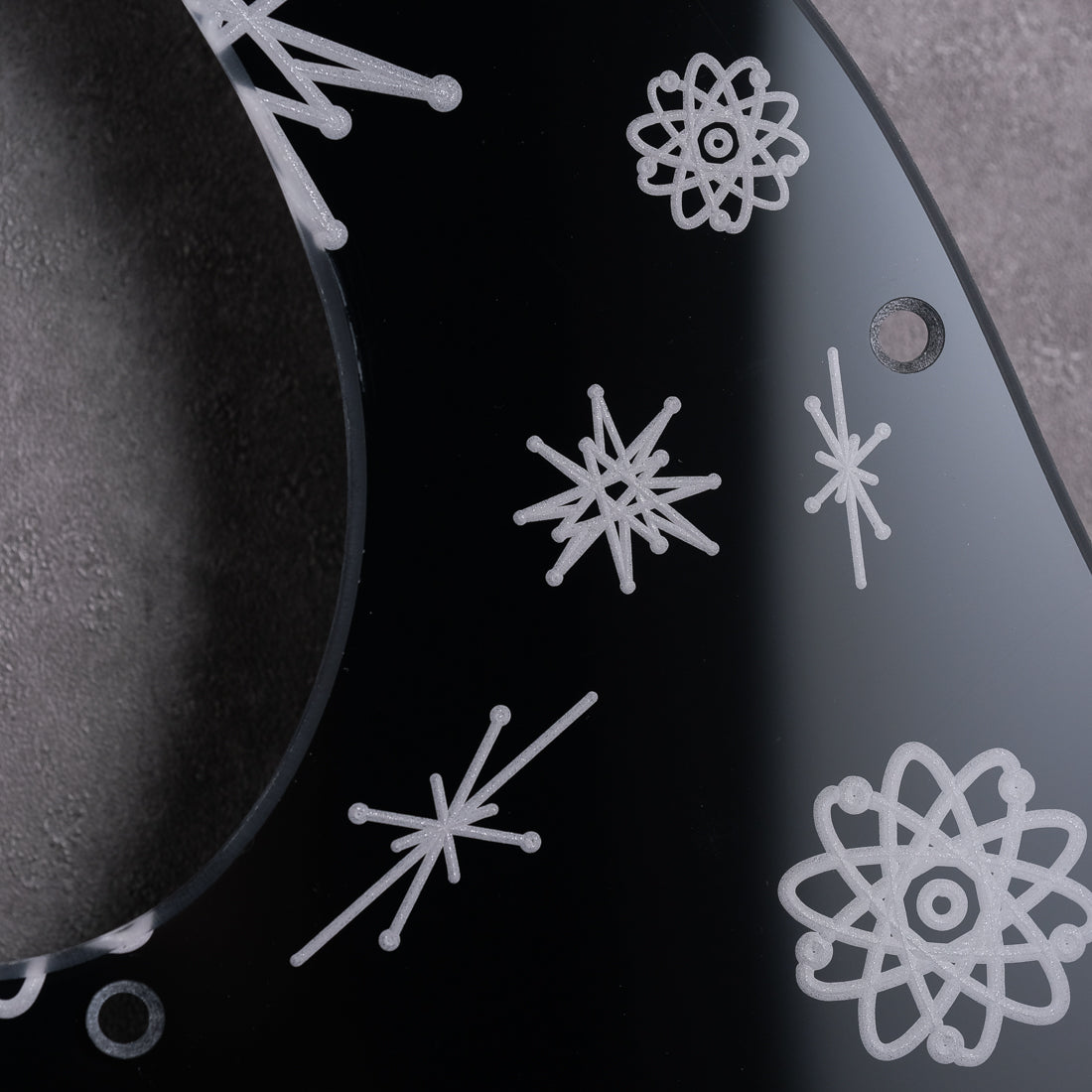 Atomic Age - Jazzmaster Pickguard - Silver on Black Plexi