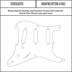 Boomerangs - Stratocaster Pickguard and Trem Cover - White on Black Acrylic
