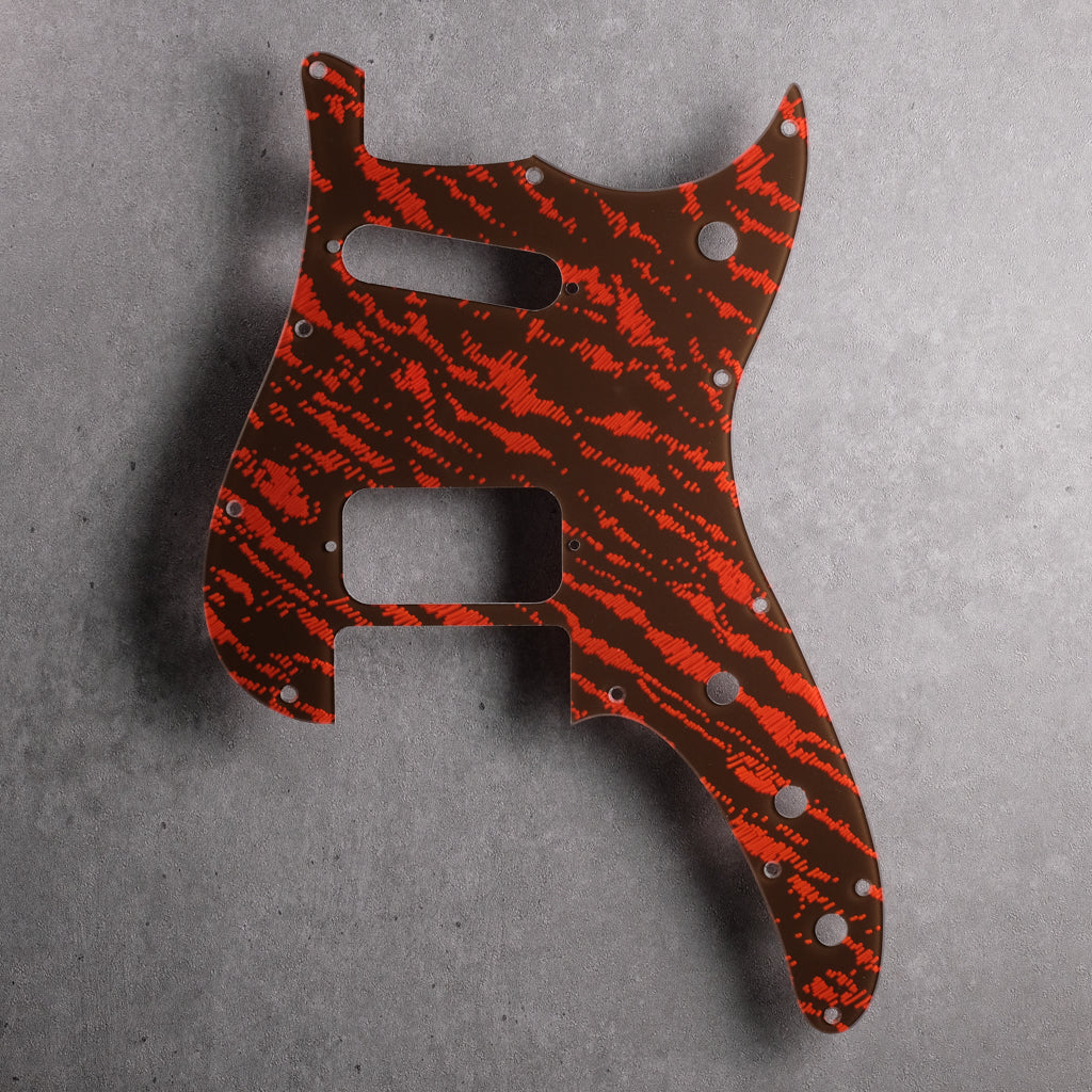 Tiger Tide - Duosonic H/S Pickguard - Mars Red on Brown Acrylic