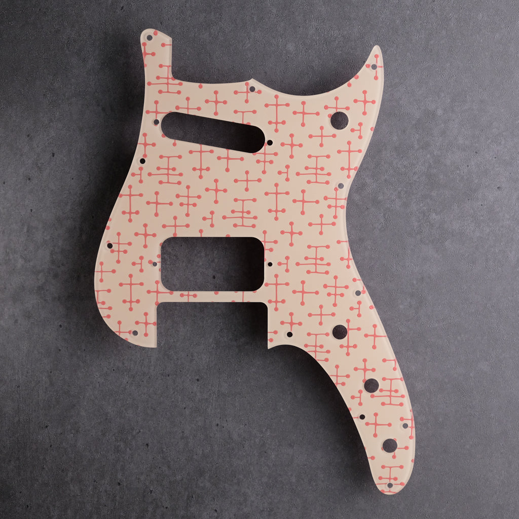 Eames Dots - Duosonic H/S Pickguard - Coral Pink on Ivory Acrylic