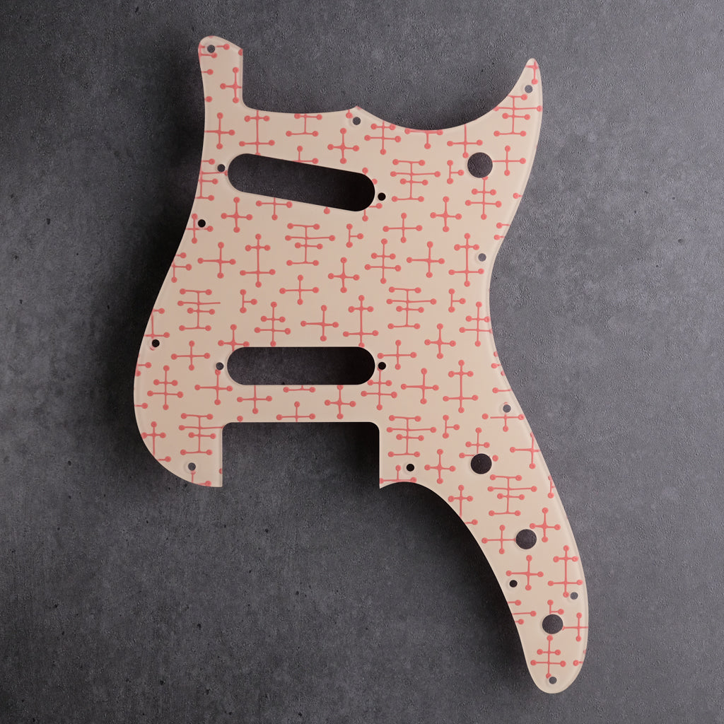Eames Dots - Duosonic S/S Pickguard - Coral Pink on Ivory Acrylic