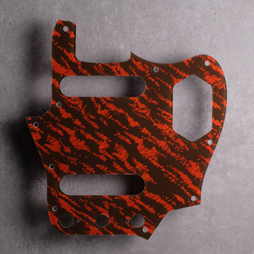 Tiger Tide - Jaguar Pickguard - Mars Red on Brown Acrylic