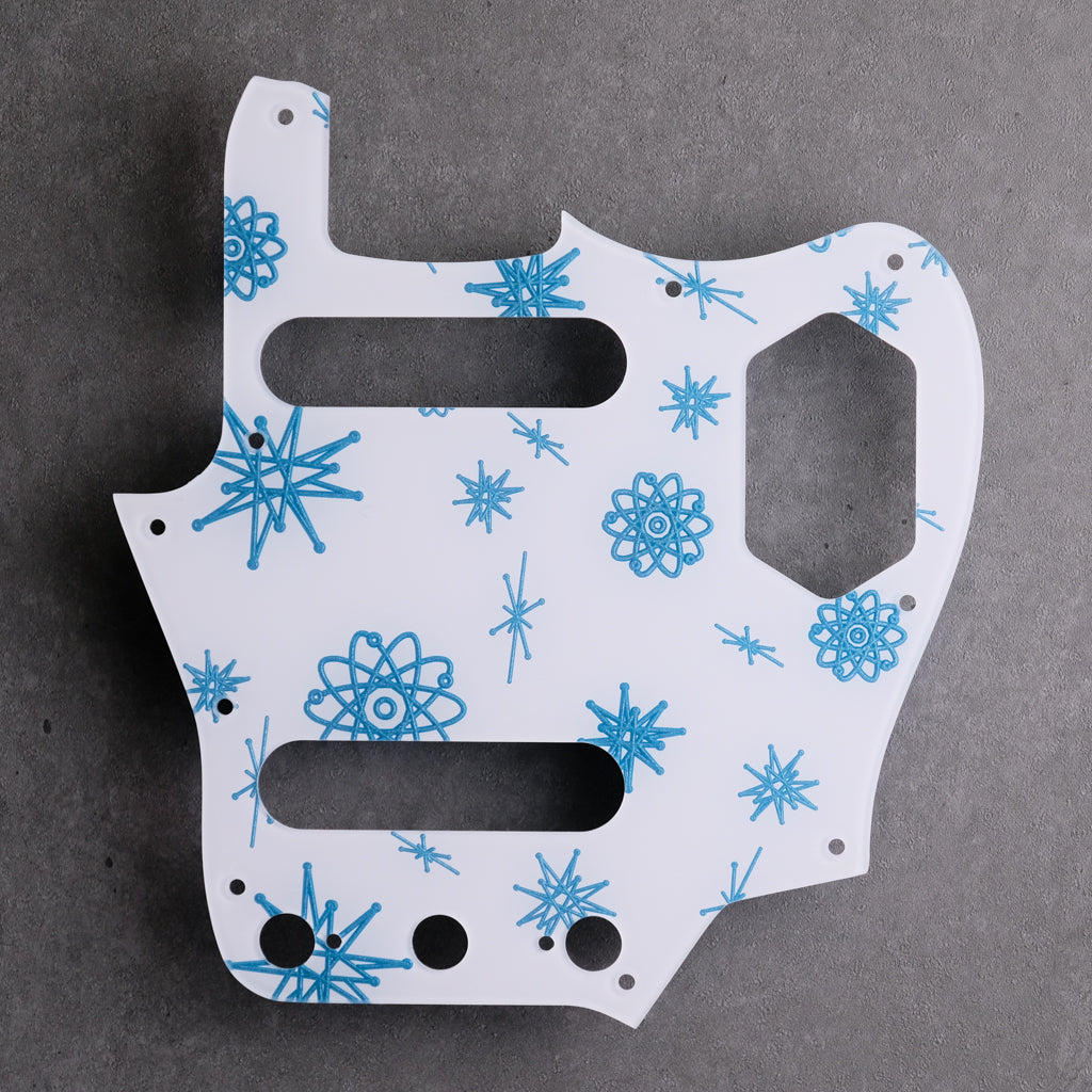Atomic Age - Jaguar Pickguard - Ice Blue Metallic on White