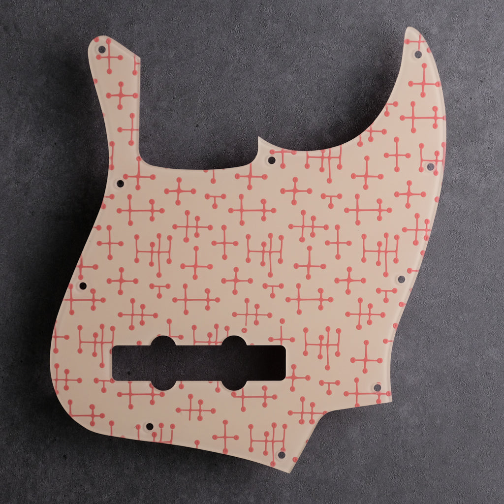Eames Dots - Jazz Bass Pickguard - Coral on Ivory