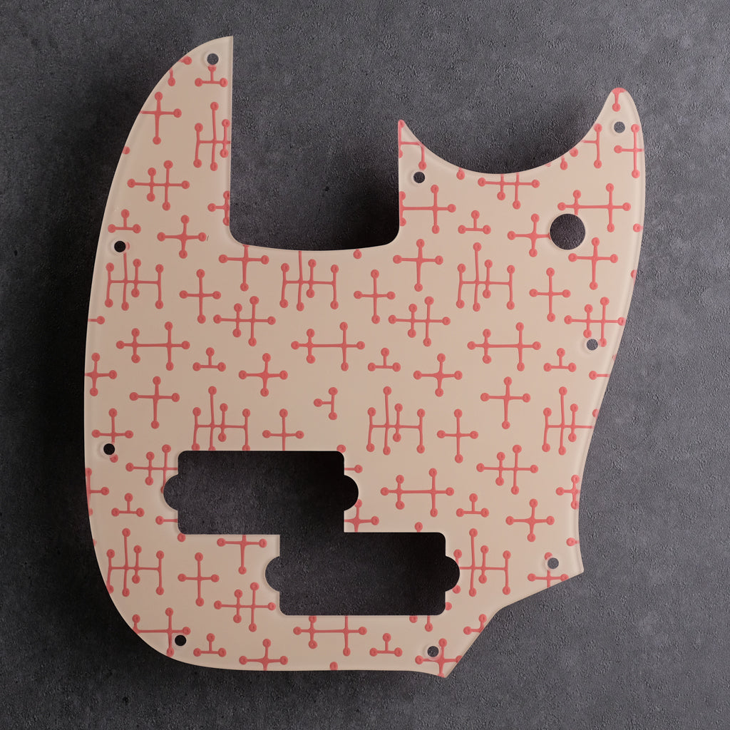 Eames Dots - Mustang Bass PJ Pickguard - Coral on Ivory Acrylic