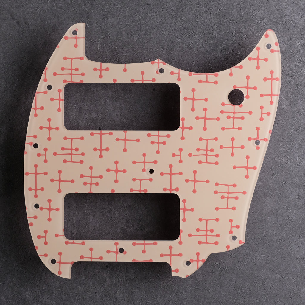 Eames Dots - Mustang 90 Pickguard [Offset Series] -  Coral on Ivory Acrylic