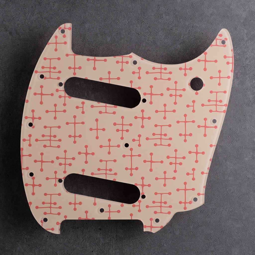 Eames Dots - Mustang S/S Pickguard [Offset Series] -  Coral on Ivory Acrylic