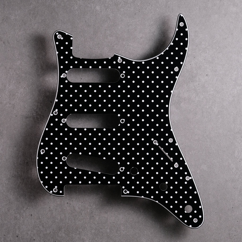 Four Thousand Holes - Stratocaster Pickguard and Trem Cover- Black/White/Black