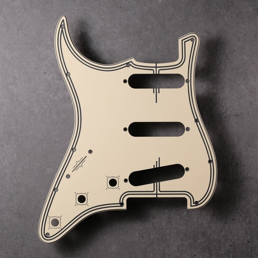 Streamline - Left-handed Stratocaster Pickguard - Cream/Black/Cream